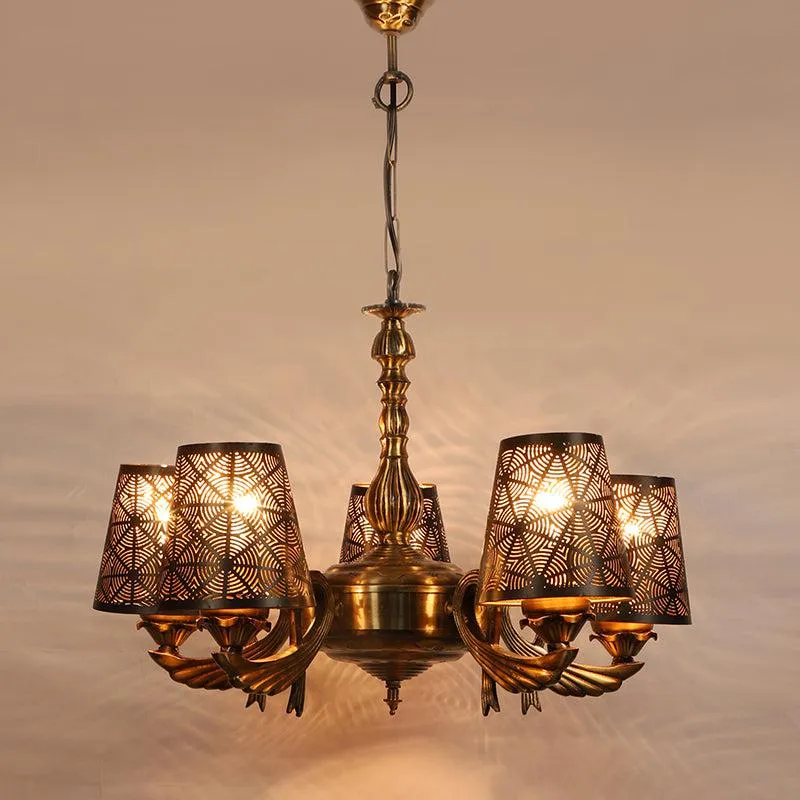 Thiva Etched Vistara Golden Antique Ceiling Lamp media 1