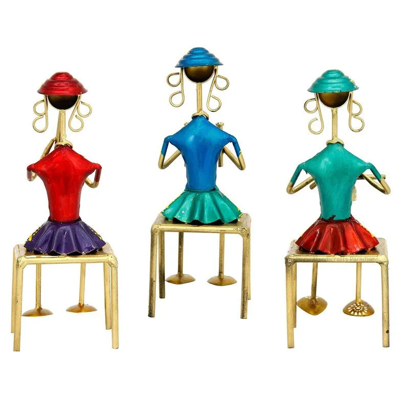 Seated Musician Ladies Iron Showpieces - Set Of Three media 5