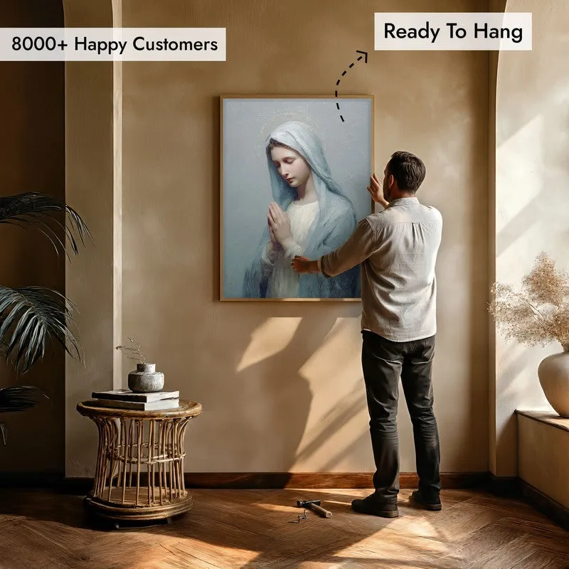 Mother Mary Archival Paper Wall Painting With Brown Frame media 5