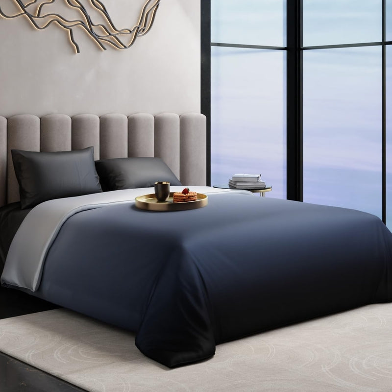 Weavo Printed Satin Comforter (Black,White) - 150 GSM