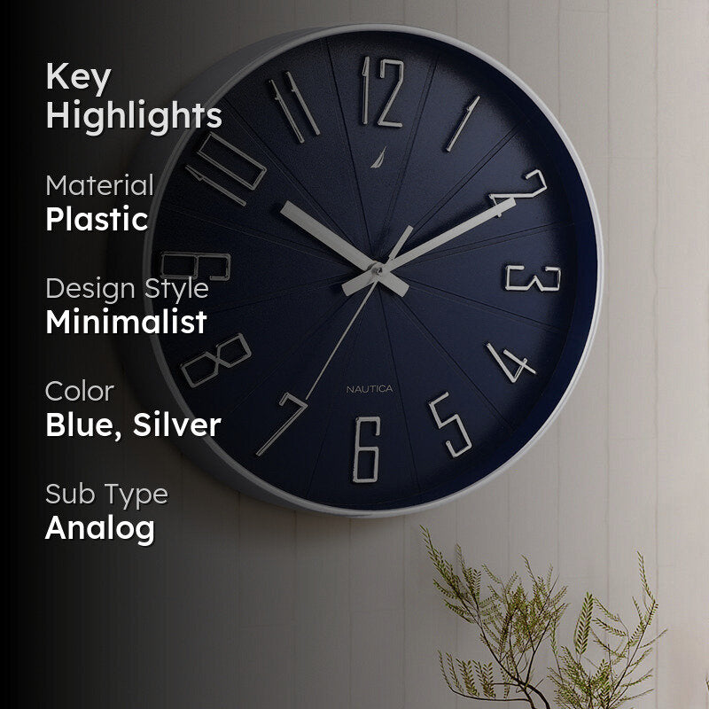 Caldre Analog Wall Clock - Blue & Silver media 2