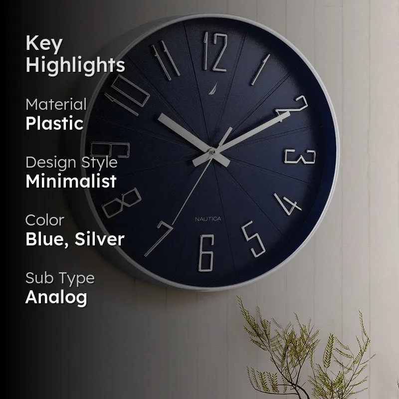 Caldre Analog Wall Clock - Blue & Silver media 2