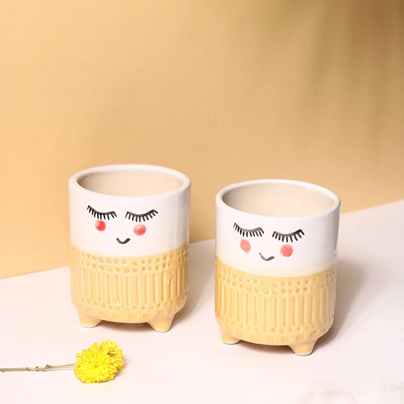 Plant Pal Ceramic Planter - Yellow media 3