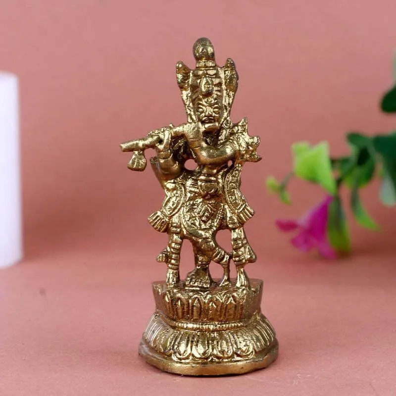 Krishna With Flute Brass Idol media 1