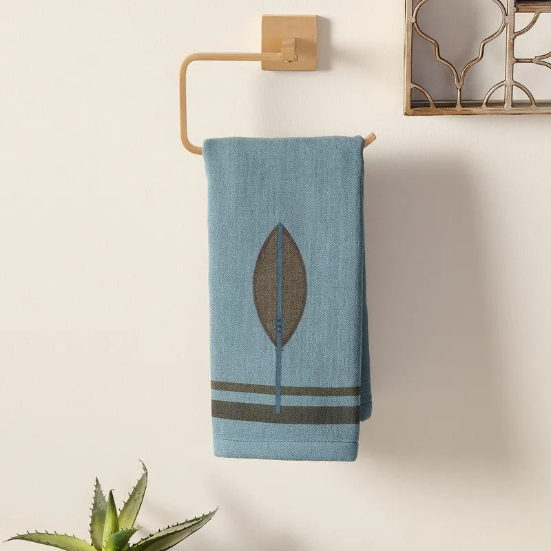 Rustic Petal Cotton Hand Towel (Blue) - Set Of Two media 3