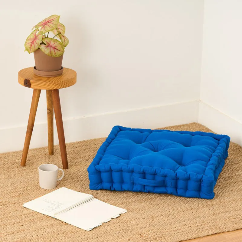 Marlon Cotton Floor Cushion - Classic Blue media 1