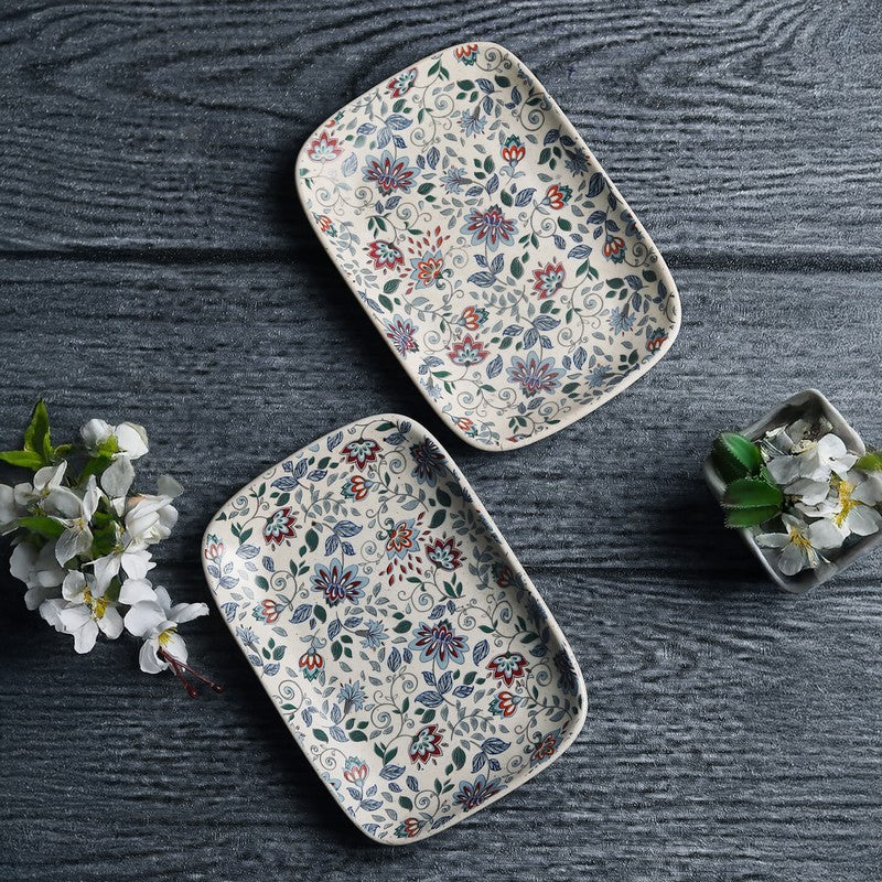 Florence Multicolor Rectangular Stoneware Platter - Set of Two