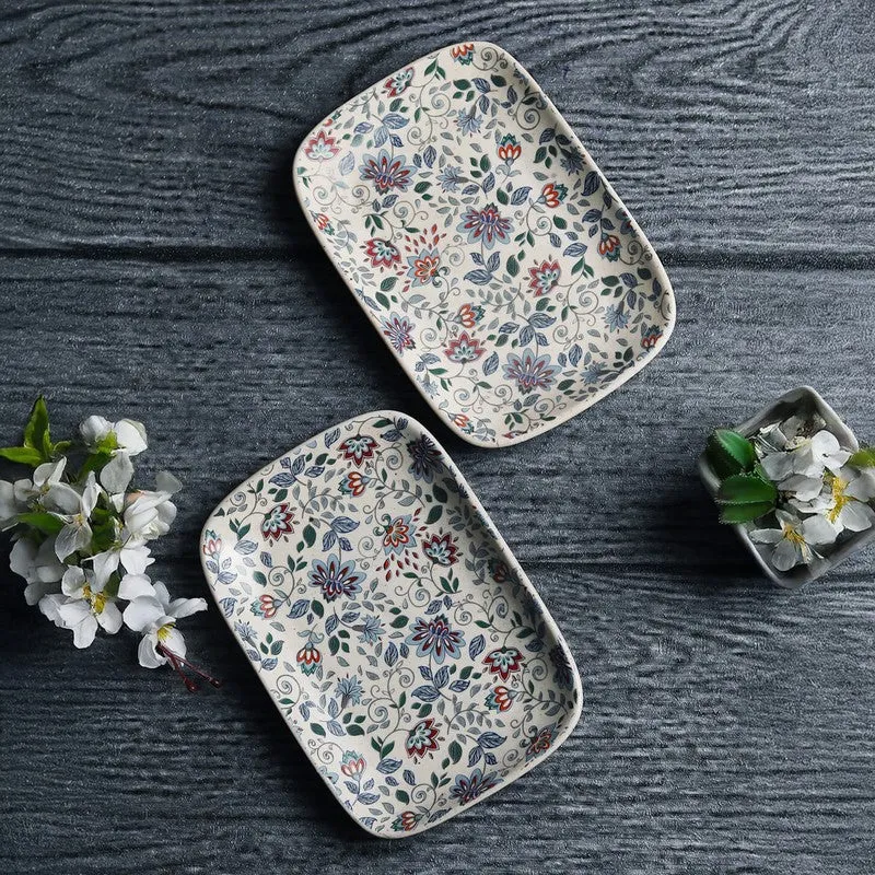Florence Multicolor Rectangular Stoneware Platter - Set of Two media 1
