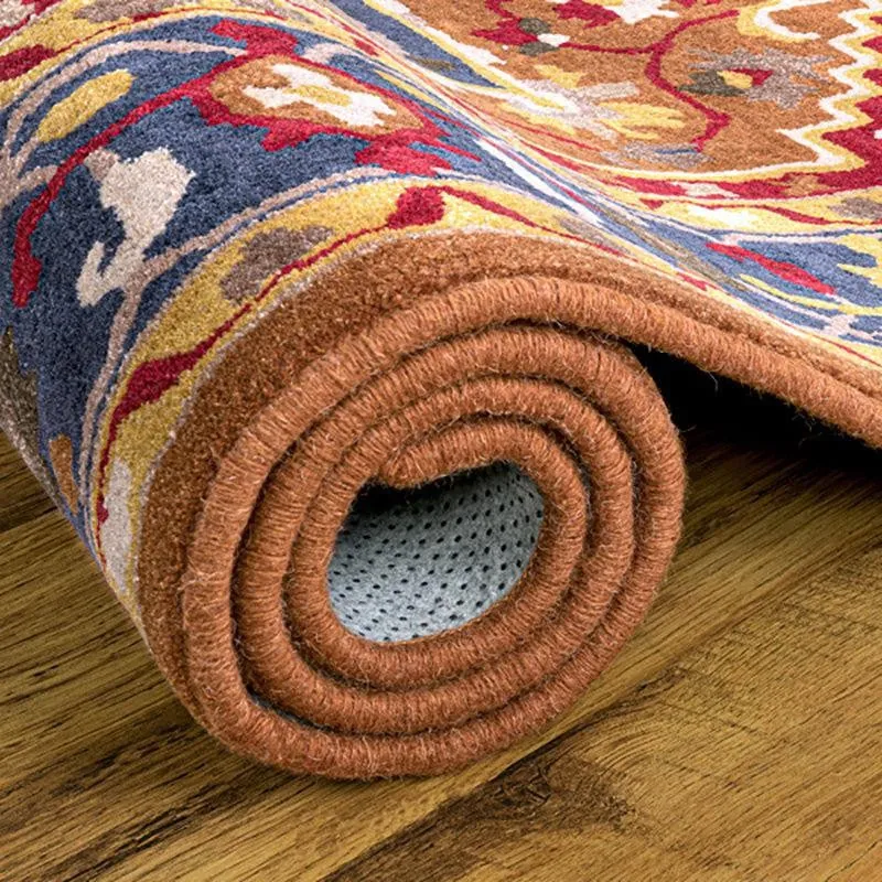 Pavati Hand Tufted Ethnic Wool & Nylon Carpet - Rust Red media 4