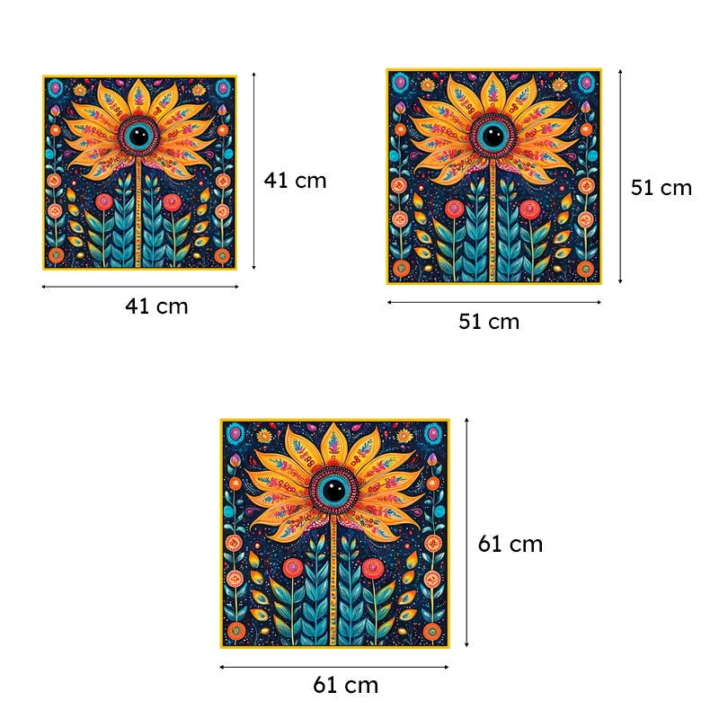 Sunflower Trance Canvas Wall Painting With Frame - Gold media 6