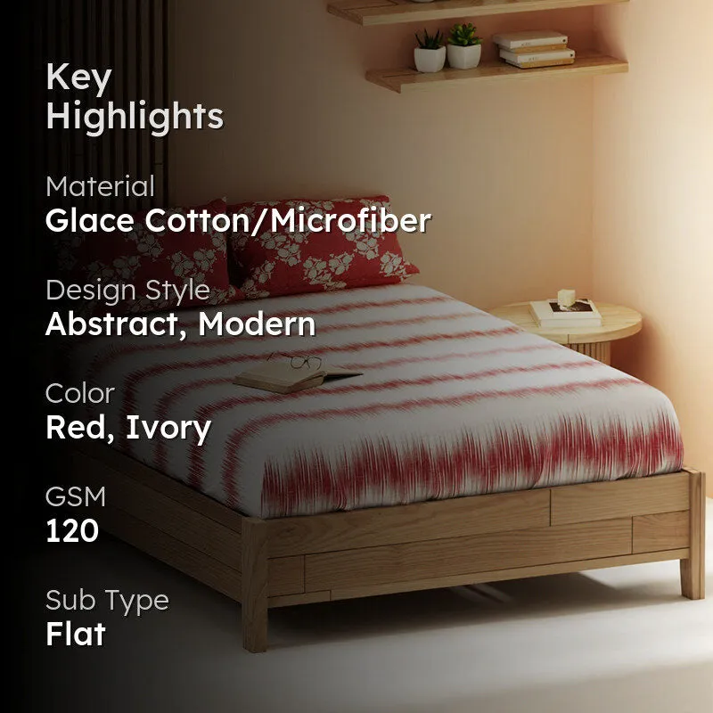 Quincy Abstract Microfiber Bedsheet (Red) - 120 GSM media 2