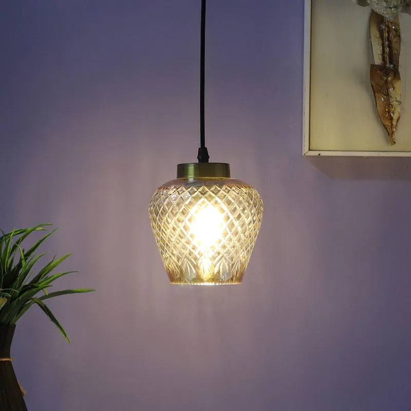 Crystal Bloom Texured Pendant Glass Ceiling Lamp media 4