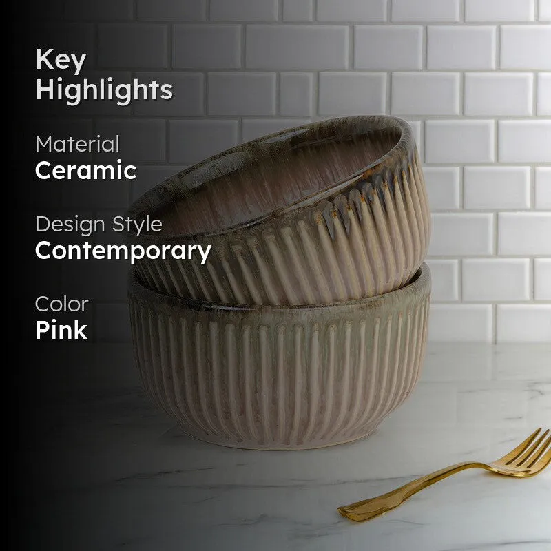 Mintora Pink Ceramic Serving Bowls - Set Of Two media 2