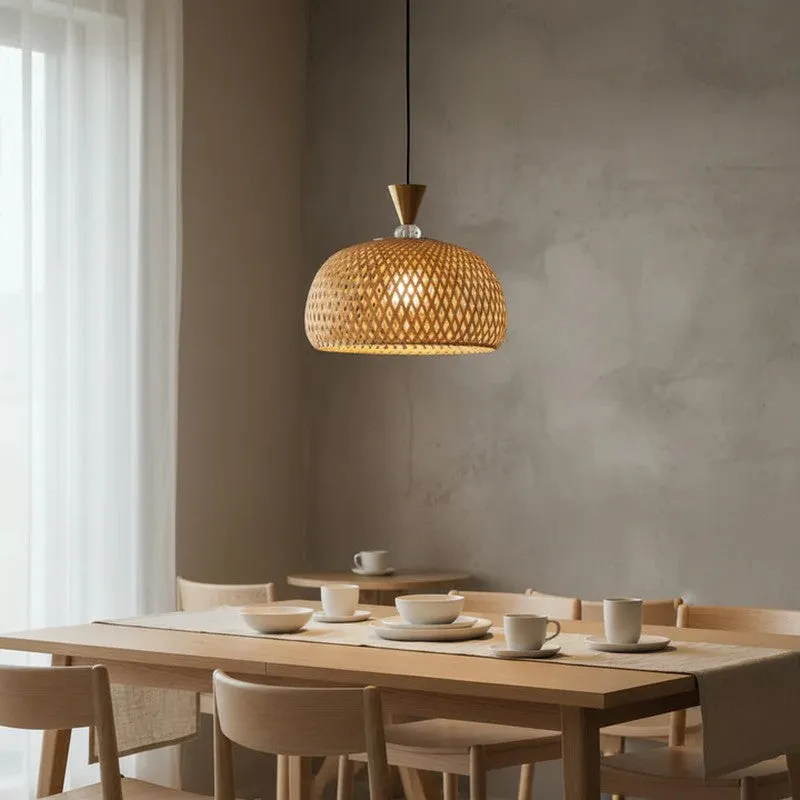 Amber Basket Rattan Cane Ceiling Lamp media 4