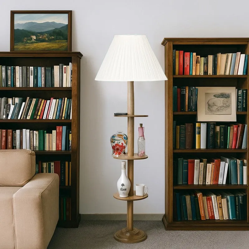 GlowShelf Rise Wooden Floor Lamp - White media 4