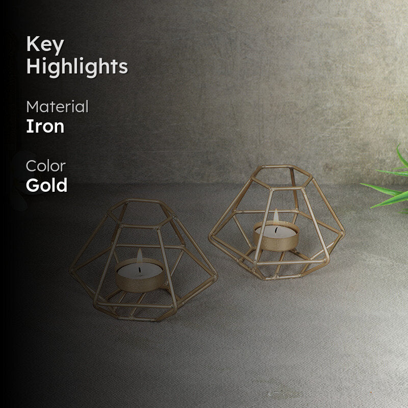 Wired Geometry Tea Light Holder - Set Of Two media 2