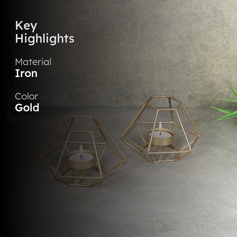Wired Geometry Tea Light Holder - Set Of Two media 2