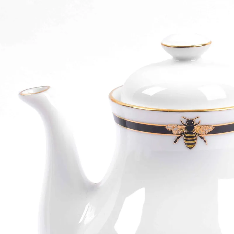 Gilded Bee 24k Gold Brushed Porcelain Tea Set With Tea Pot - Seventeen Piece Set media 8