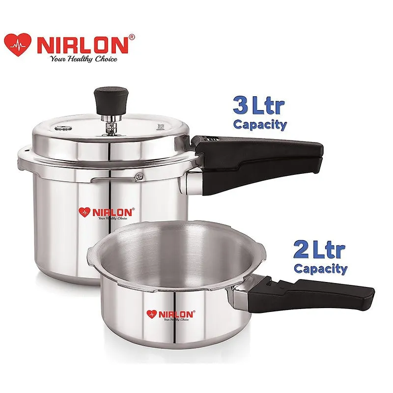 Nirlon Steel Shine Pressure Cooker(3L/2L) - Set Of Two media 3