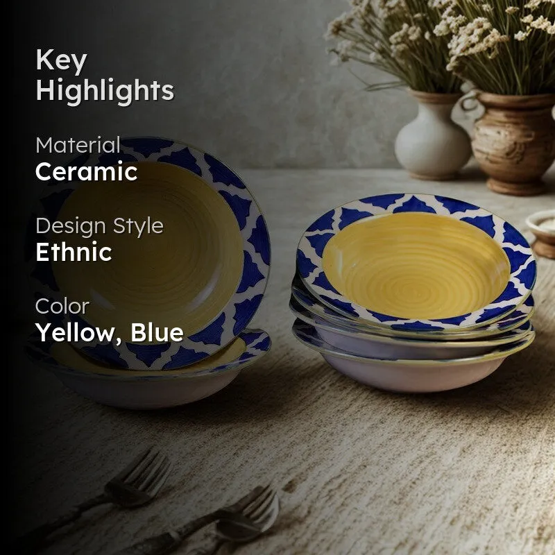 Radiant Handcrafted Ceramic Pasta Plate (Yellow) - Set Of Six media 2
