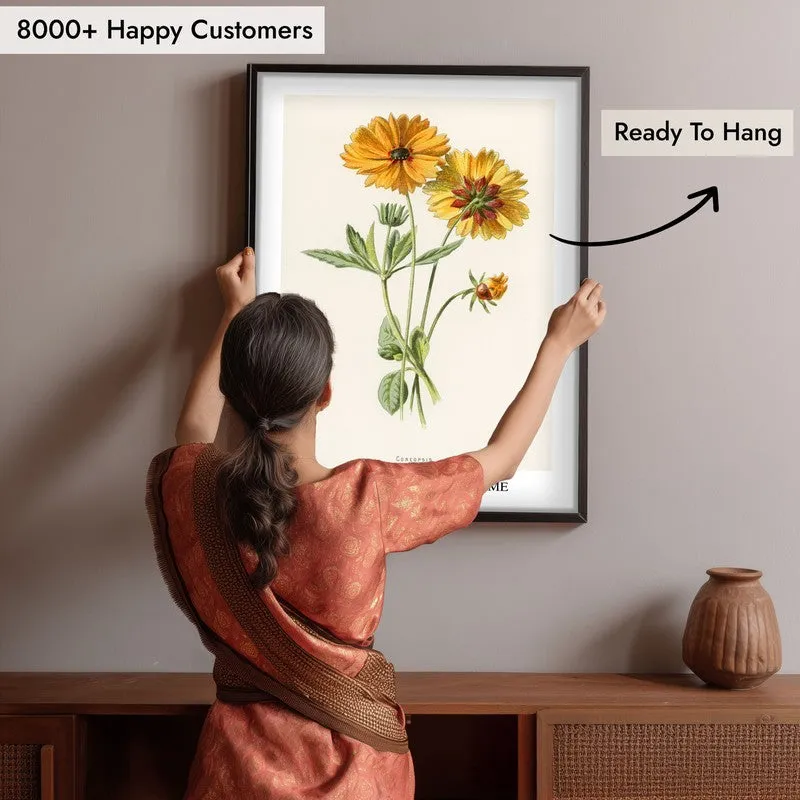 Coreopsis Frederick Edward Hulme Archival Canvas Wall Painting - Black Frame media 6