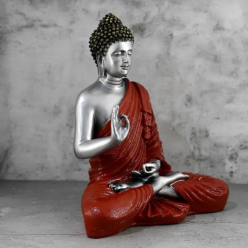 Sacred Aura Buddha Marble Idol - Maroon media 3