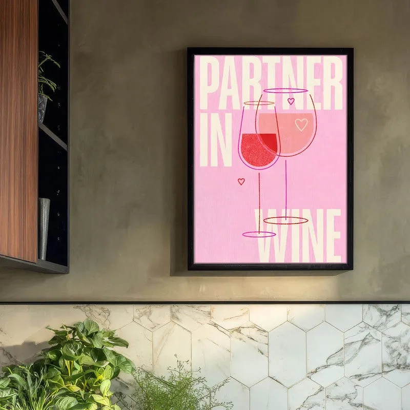 Partner In Wine Archival Canvas Wall Art - Black media 3