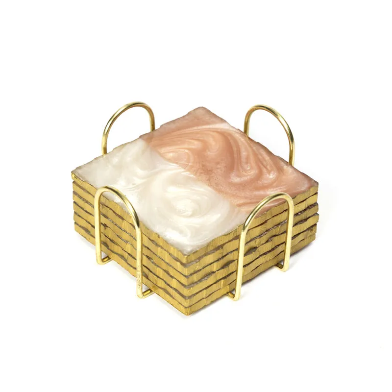 Nuxa Resin Coaster With Stand (Multicolor) - Seven Piece Set media 4