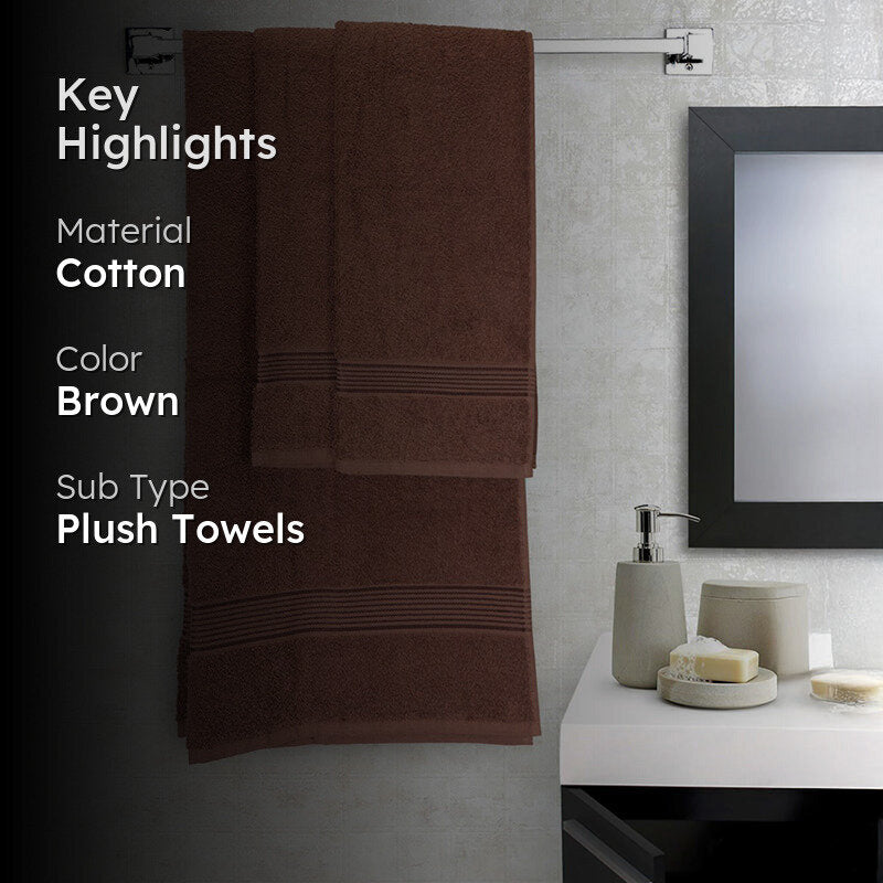 Nuage Cotton Towel Set (Brown ) - Set Of Three media 2