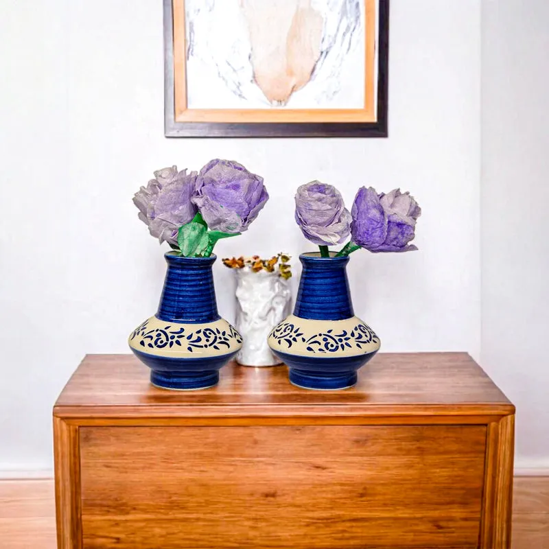Mitti Azure Ceramic Vase - Set Of Two media 3