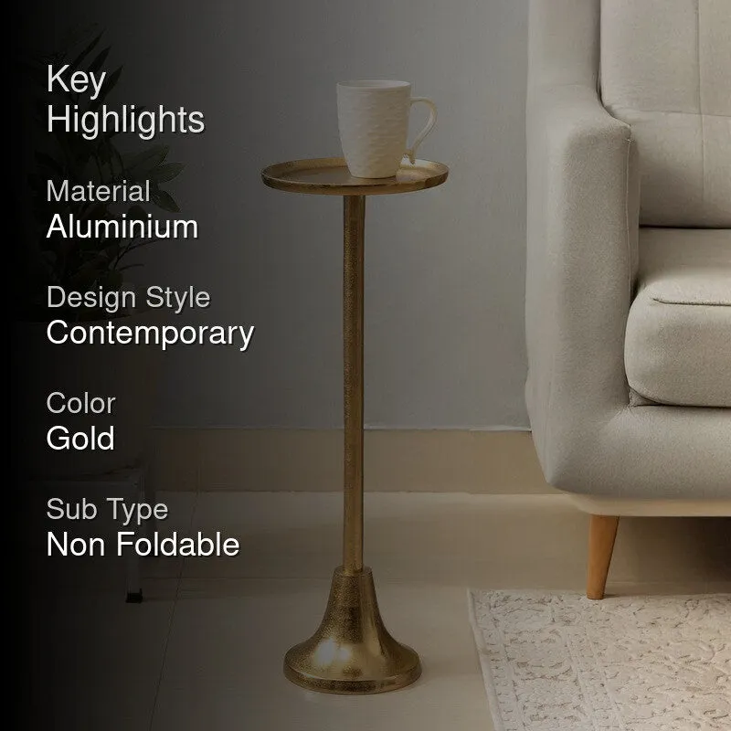 Minimal Stem Aluminum Side Table - Gold media 2