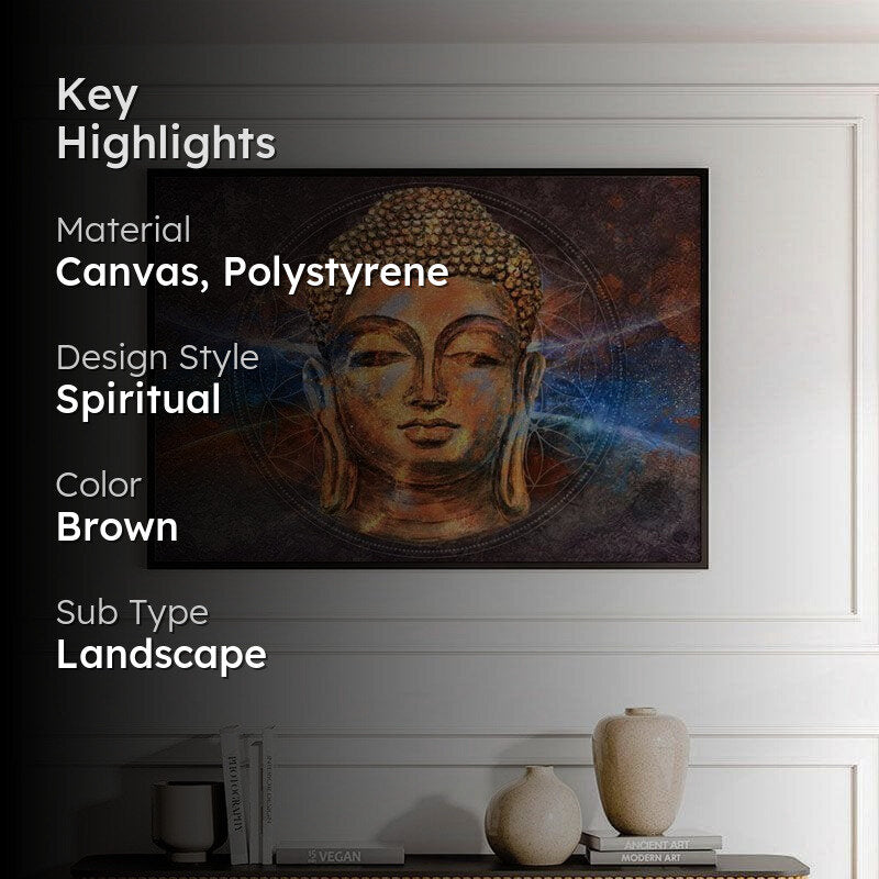 Buddha Canvas Wall Painting   - Black Frame media 2