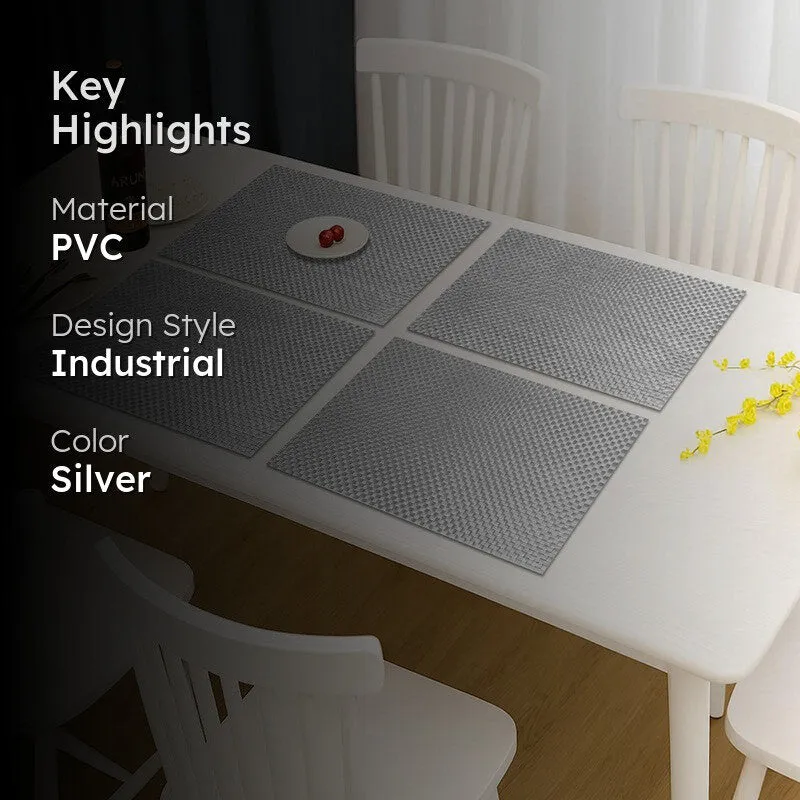 Vionne Silver Rectangle PVC Table Mats - Set Of Four media 2