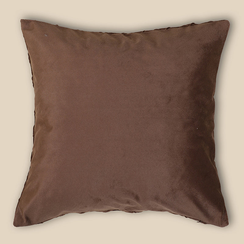 Swayam Lohita Pintex Velvet Cushion Cover (Brown) - Set of Two image 4