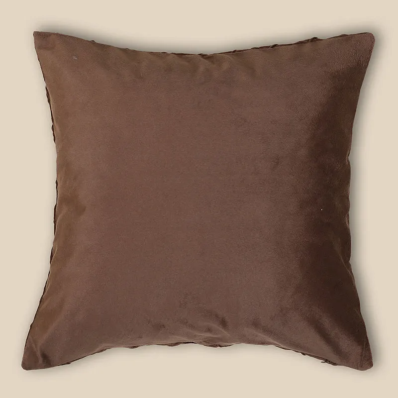 Swayam Lohita Pintex Velvet Cushion Cover (Brown) - Set of Two media 4
