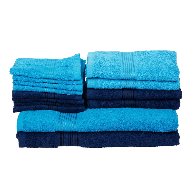 Comfora Towel Set (Sky Blue,Blue) - Fourteen Piece Set media 3