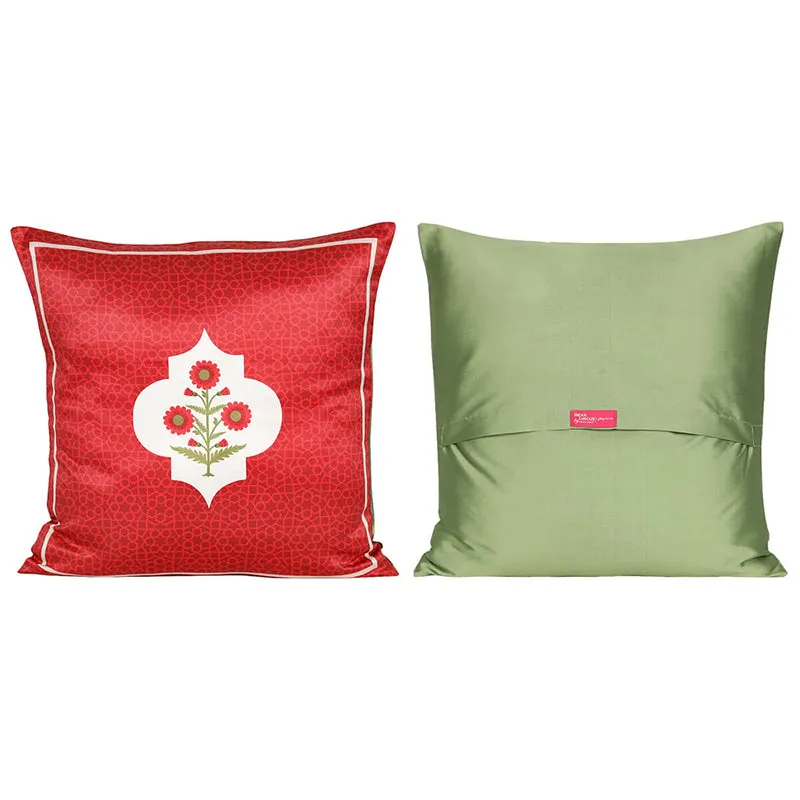 India Circus Ashen Bloom Printed Velvet Cushion Cover - Set Of Five media 3