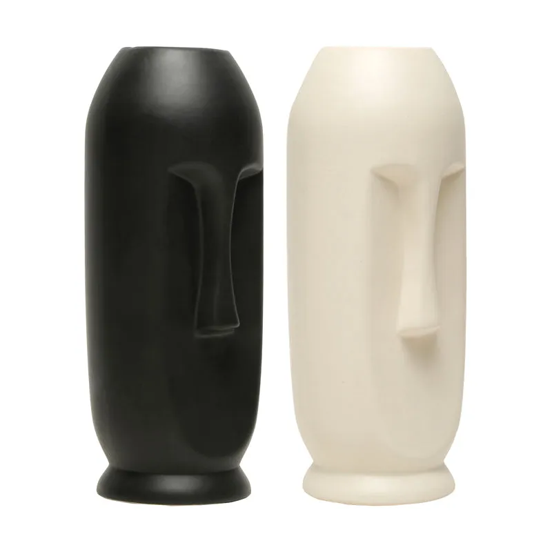Straight Face Vase (Black,White) - Set Of Two media 5