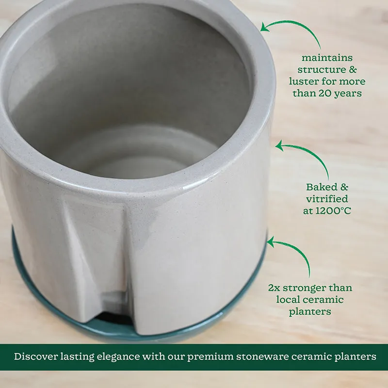 Ugaoo Duke of Drainage Ceramic Planter - Beige media 5
