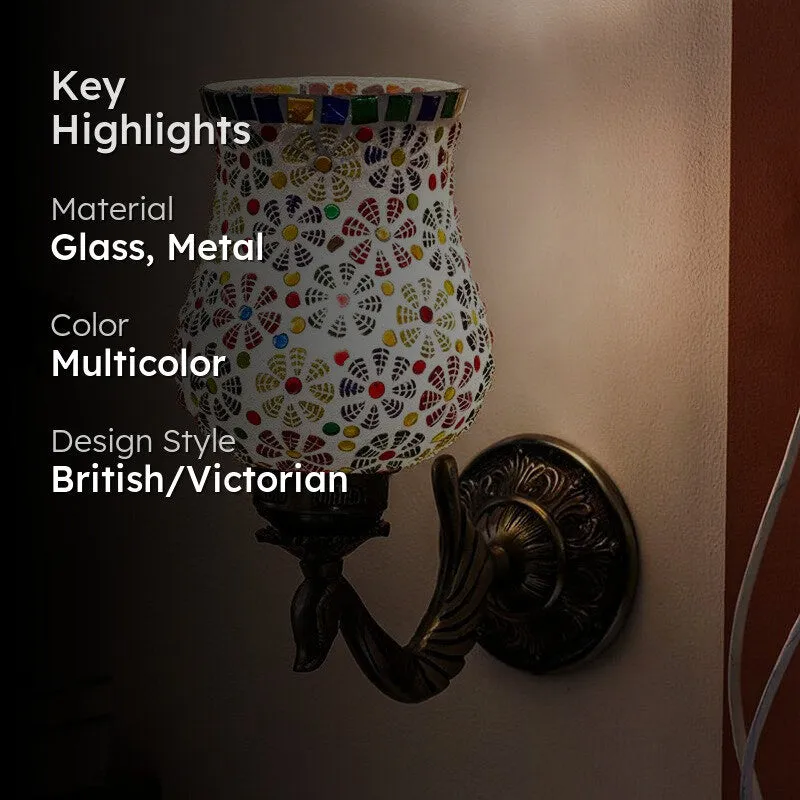 Omra Retro Mosaic Glass & Metal Wall Lamp media 2