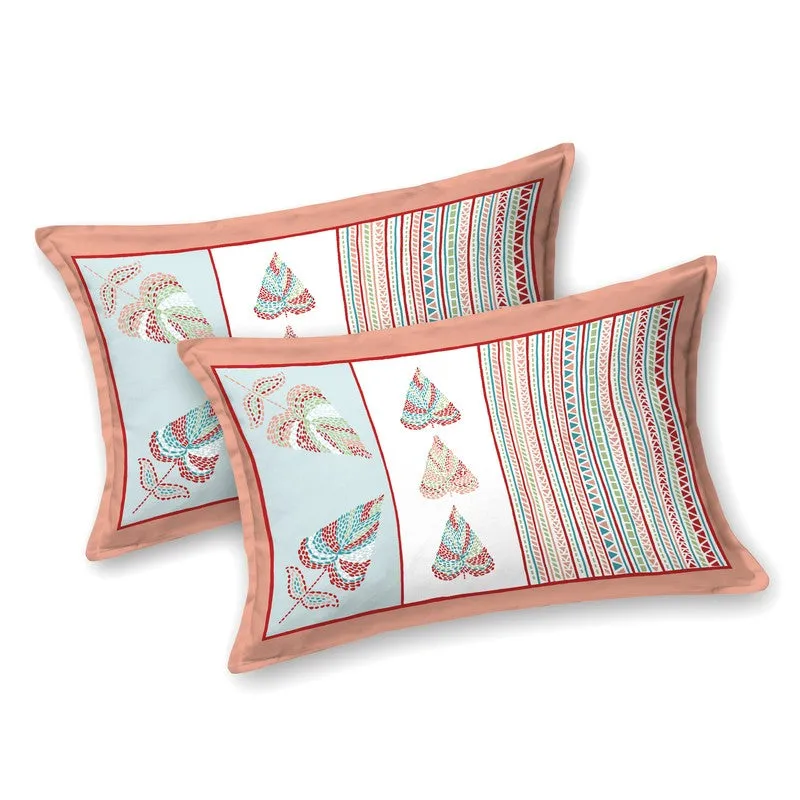 Desert Nest Cotton Bedsheet (Blue,Peach) - 120 TC media 3