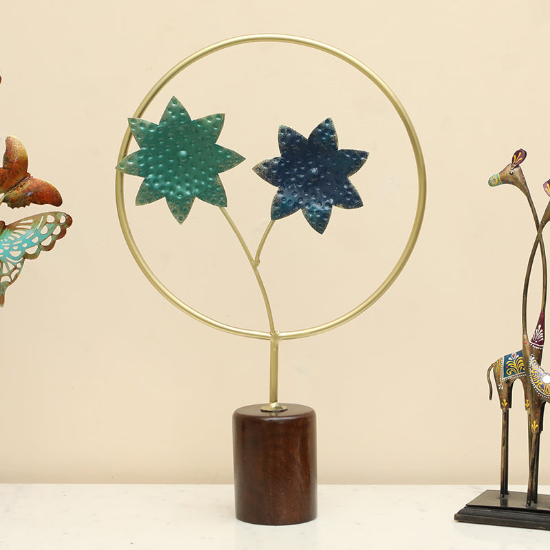Flora Form Metal & Wood Showpiece