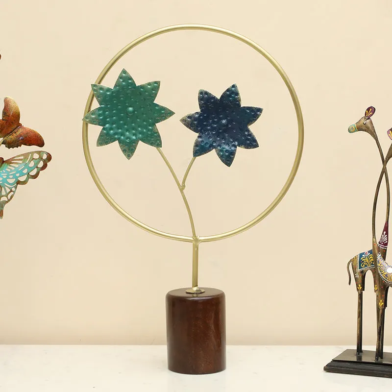 Flora Form Metal & Wood Showpiece media 1