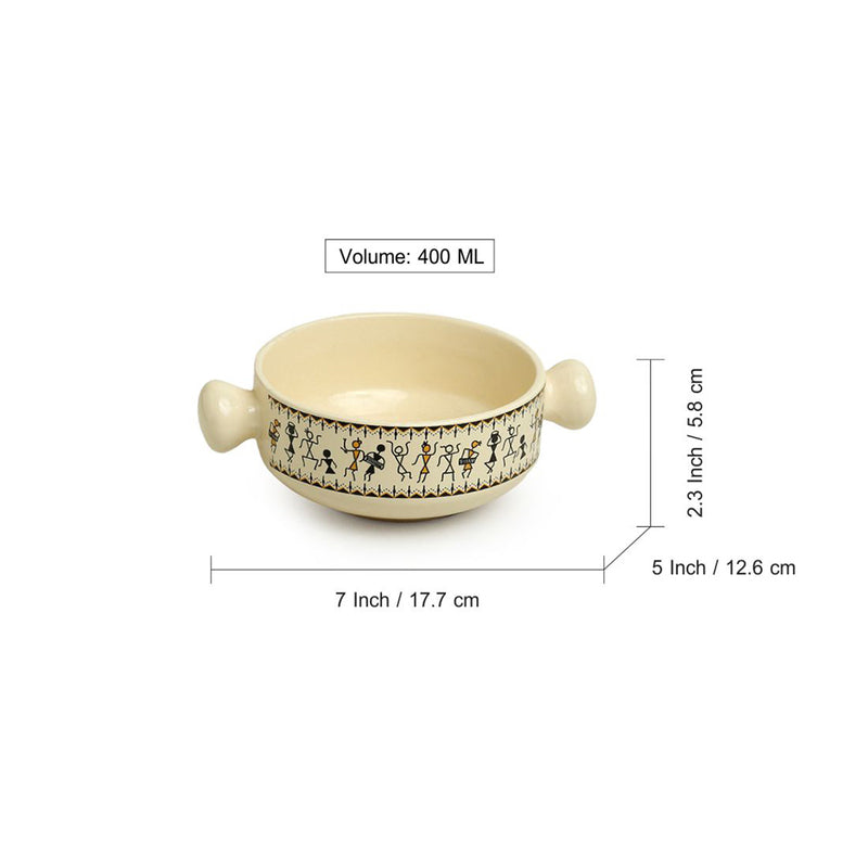 Wise Warli Handpainted Serving Bowls (400 ML) - Set Of Two media 6