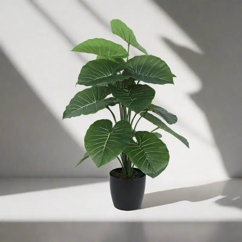 Faux Lush Rubber Silk Plant With Black Plastic Pot - 2.13 ft media 4