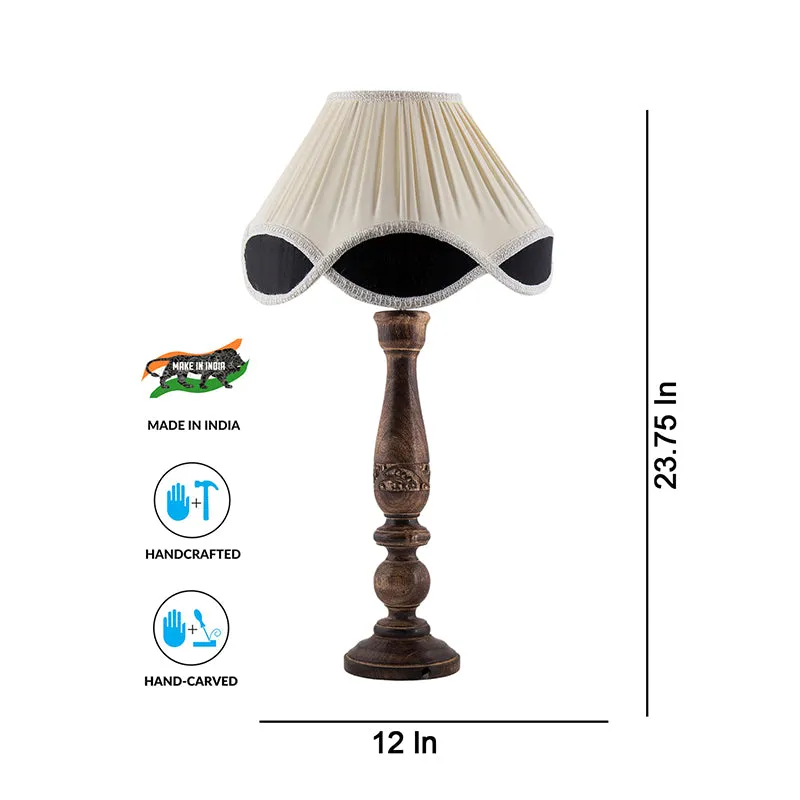 Nihara Nima Wooden Fabric Table Lamp - Beige,Brown media 4