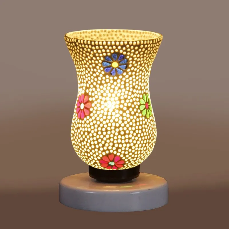 Ignira Mosaic Glass Table Lamp With Wooden Base - Multicolor media 7