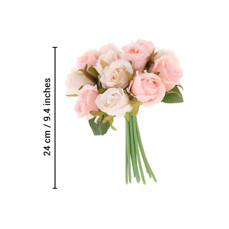 Faux Floribunda Rose Bunch (Pink) - Set Of Twelve media 5