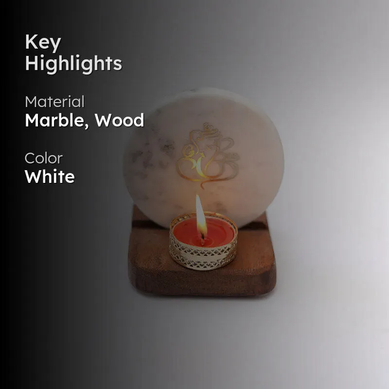 Ganesha Marble Religious Accent With Tealight Candle Holder media 2