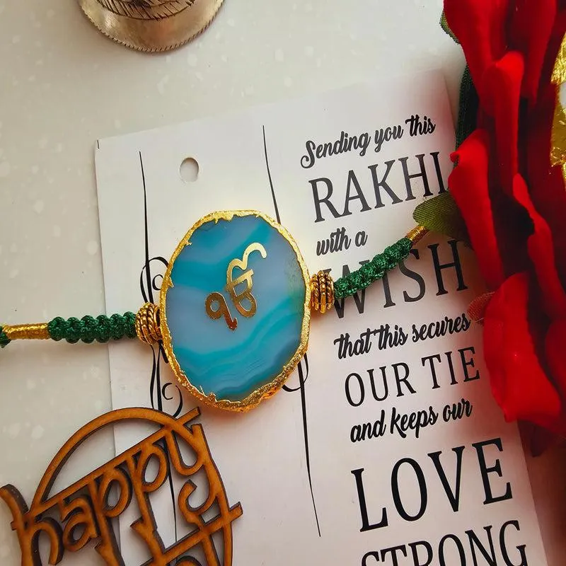 Ik Onkar Green Agate Rakhi Gift Set media 5